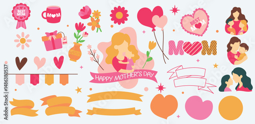Happy mother's day element vector, clipart, mom background