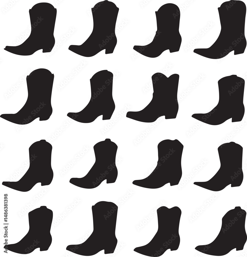 Obraz premium Cowboy Boots Silhouette Pattern: Western Footwear Design Concept