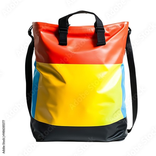 Sporty Waterproof Dry Bag with an Active Design Isolated on Transparent Background