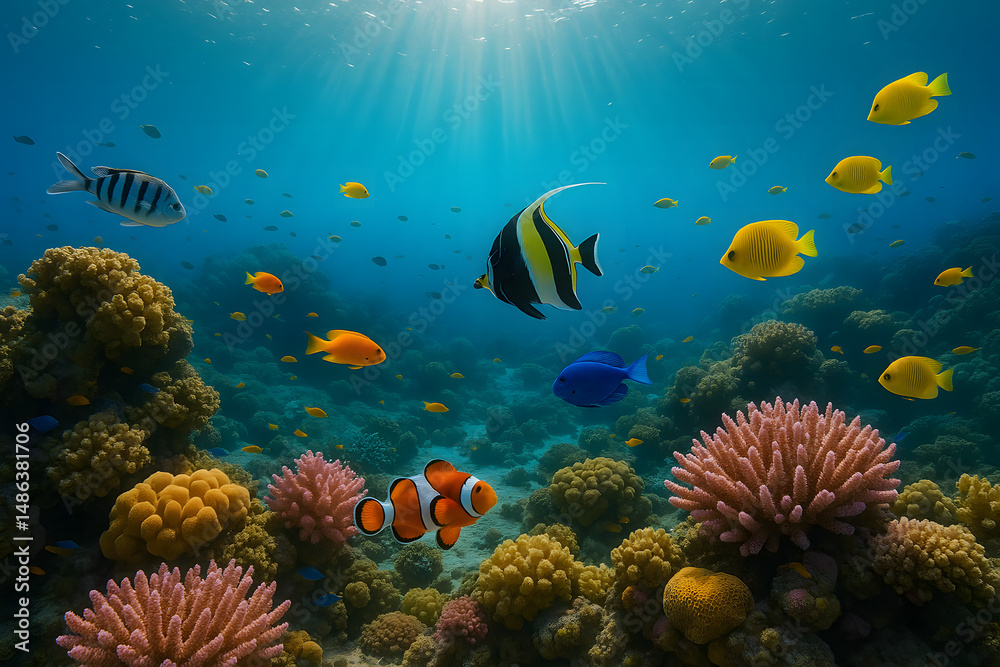 Fototapeta premium Coral Reefs and Marine Life in Thai Waters