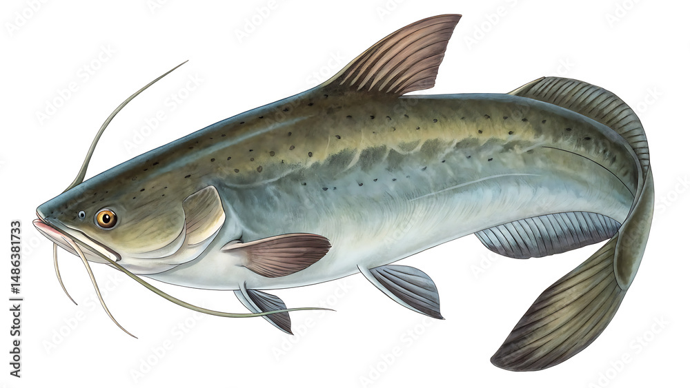 Obraz premium catfish fish isolated on white background PNG. AI GENERATED