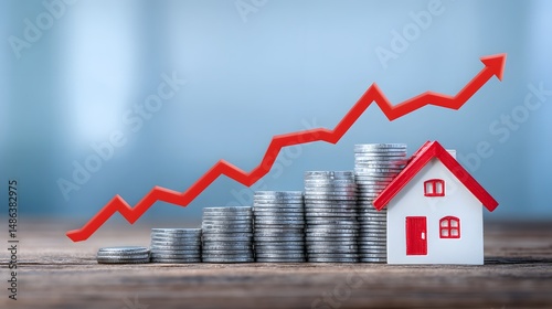 Visualizing steady financial growth and increased home value through prudent real estate investment and savvy portfolio management