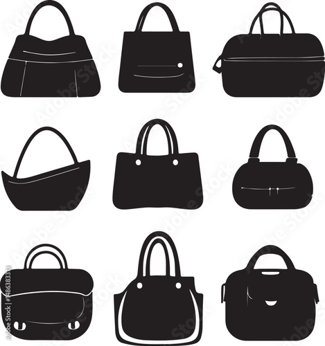 Black Handbag Silhouettes: Stylish Tote, Satchel, and Purse Designs