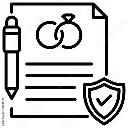 Prenuptial Agreement Line Icon
