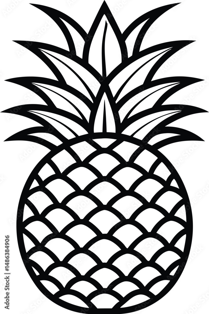 Obraz premium Pineapple fruit silhouette, pineapple illustration