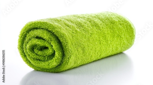Rolled-up bright green bath towel