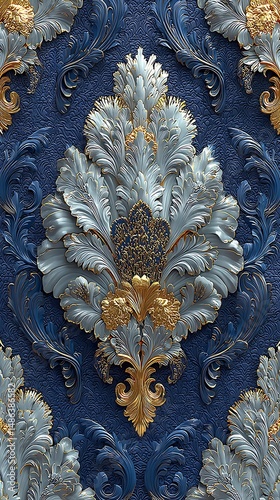 Wallpaper Mural Gorgeous golden and white ornamental floral artwork high resolution wallpaper Torontodigital.ca