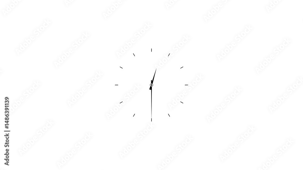 Abstract spinning analok clock animation. time lapse of clock icon. Clock Time Lapse Black clock icon with moving arrows in 24 hour loop. Stopwatch animation. Alpha channel 4K