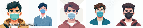 vector of man wearing mask