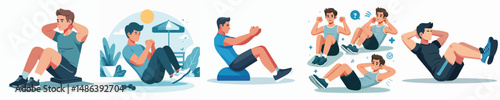 man vector doing sit ups