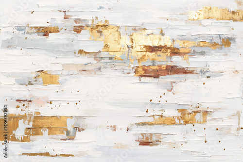 Abstract White and Gold Textured Background with Rustic Grunge Effect Showing Horizontal Wooden Structure