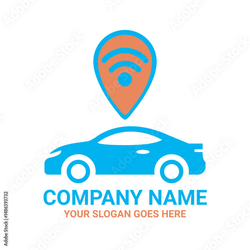Automotive GPS Tracker Icon Blue Color Concept