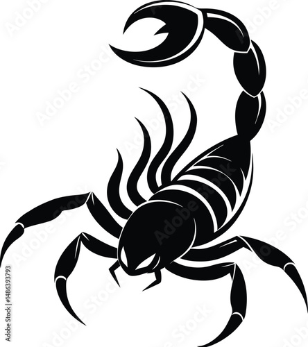 Scorpion silhouette, scorpion isolated on white background