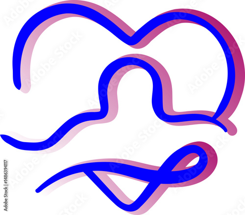 The blue gradient Libra zodiac symbol is designed as a graceful line that forms a heart shape, with dots added to create a sense of lightness and artistry.