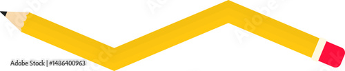 Zigzag graphic path, shaped like a rubber-tipped wooden graphite pencil, with straight line