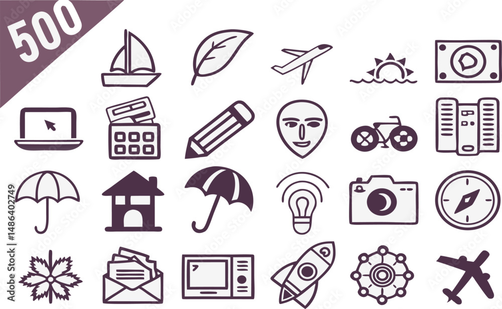Fototapeta premium travel and vacation icons set