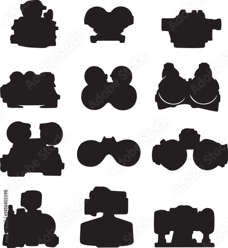 Silhouette Vector Art: Abstract Black Shapes, Graphic Design Elements