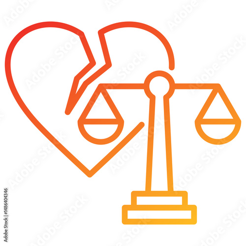 Divorce Line Gradient Icon