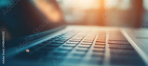 Sleek Bluetooth Keyboard With Minimalist Design On Clean Desk With Blurred Workspace Background And Branding Area