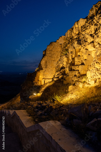 Ravanda ruins on a hilltop at sunset, Kilis, Turkey