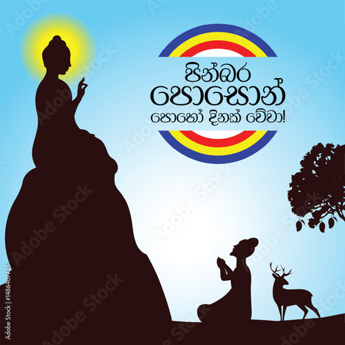 Poson Poya Day. Sri Lanka Poson Day. Mihinthale. EPS10