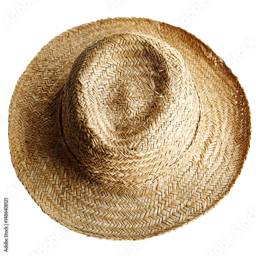 Soft Straw Hat with a Light Loosely Woven Texture Isolated on Transparent Background