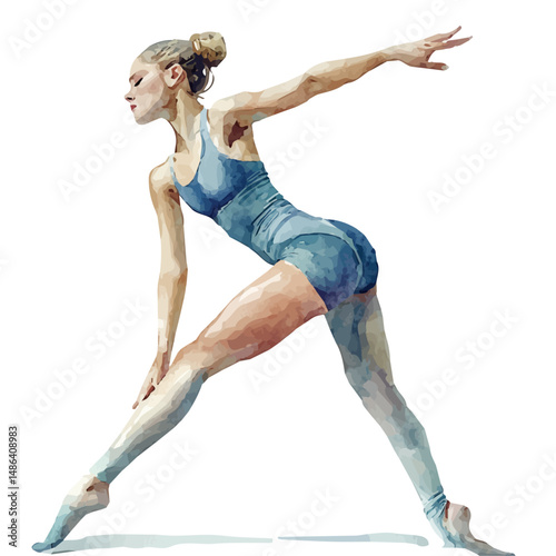watercolor of Gymnast Performing A Floor Routine, vector high quality, isolated on a white background.