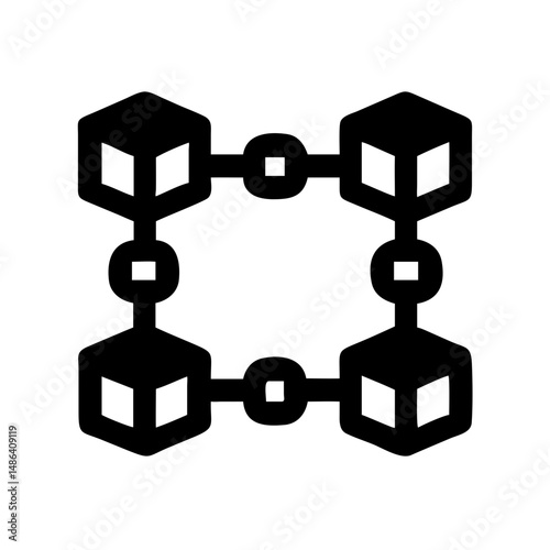 Blockchain network technology concept with cube chain nodes for decentralized system data