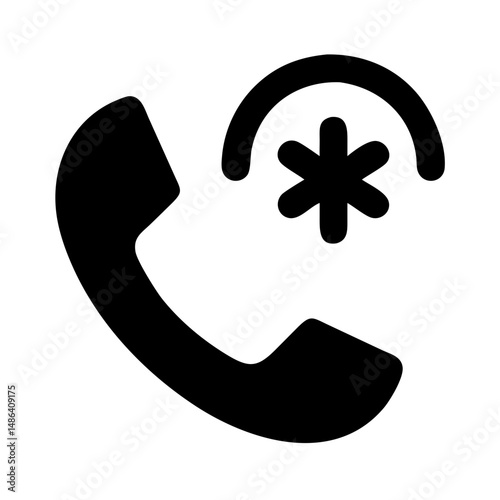 Emergency call hotline assistance service contact support helpline urgent asterisk phone icon vector