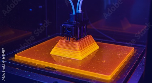 Resin 3D Printer Creating Object with Liquid Resin and UV Light Technology