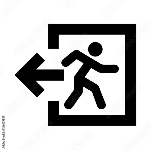 Exit sign emergency evacuation route safety symbol escape direction doorway pictogram icon guidance