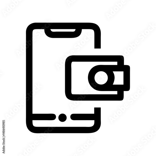 Mobile wallet icon digital payment app transaction online banking finance technology phone cash