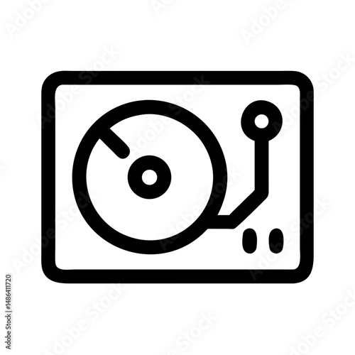 Vector turntable vinyl record dj audio music player sound system retro vintage icon graphic design element