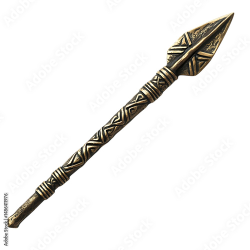 A Bronze Arrow with Celtic Ogham Script Ancient Iri Isolated on Transparent Background