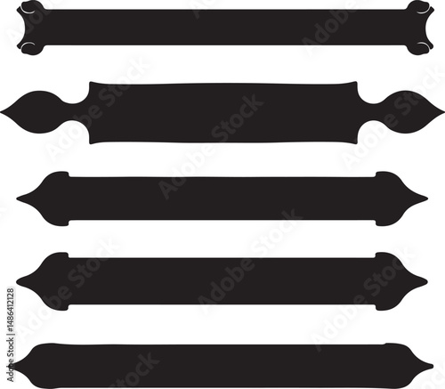 Black Decorative Banner Silhouettes: Vintage Design Elements