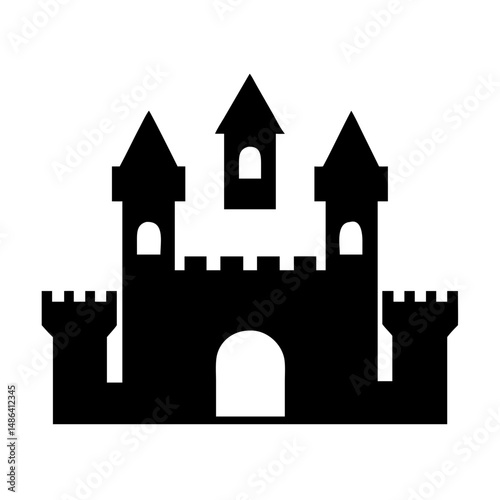Explore the majestic castle silhouette vector illustration with towers and medieval fortress design elements
