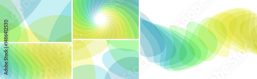 Abstract background with dynamic effect. Rotation and swirling movement. Modern screen design. Illusration with translucent overlapping coloured shapes. 3d vector for brochure, flyer or presentation.