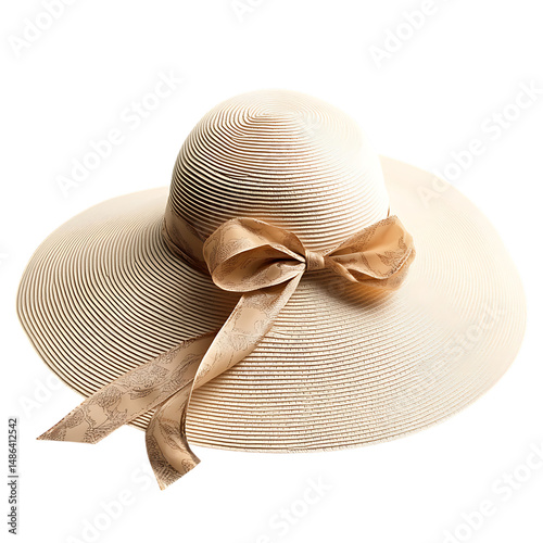 Contemporary Wide Brim Sun Hat with a Sculpted Form Isolated on Transparent Background