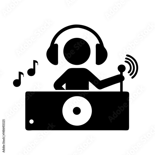 Illustration of dj music party entertainment sound audio djing headphones microphone event night