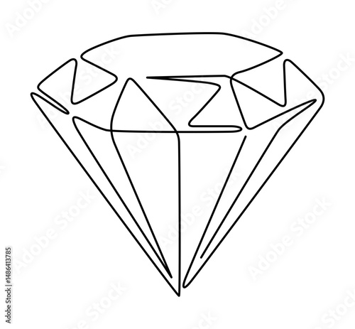 Diamond line drawing. Hand-drawn gem line art. Hand drawn vector illustration with editable stroke. Isolated on transparent background.
