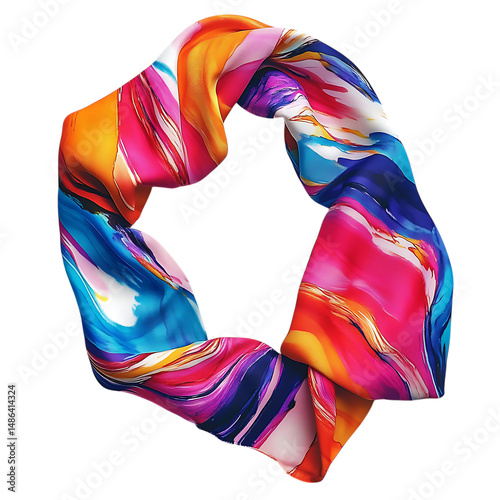 Contemporary Cooling Wrap with a Vibrant Abstract Pattern Isolated on Transparent Background
