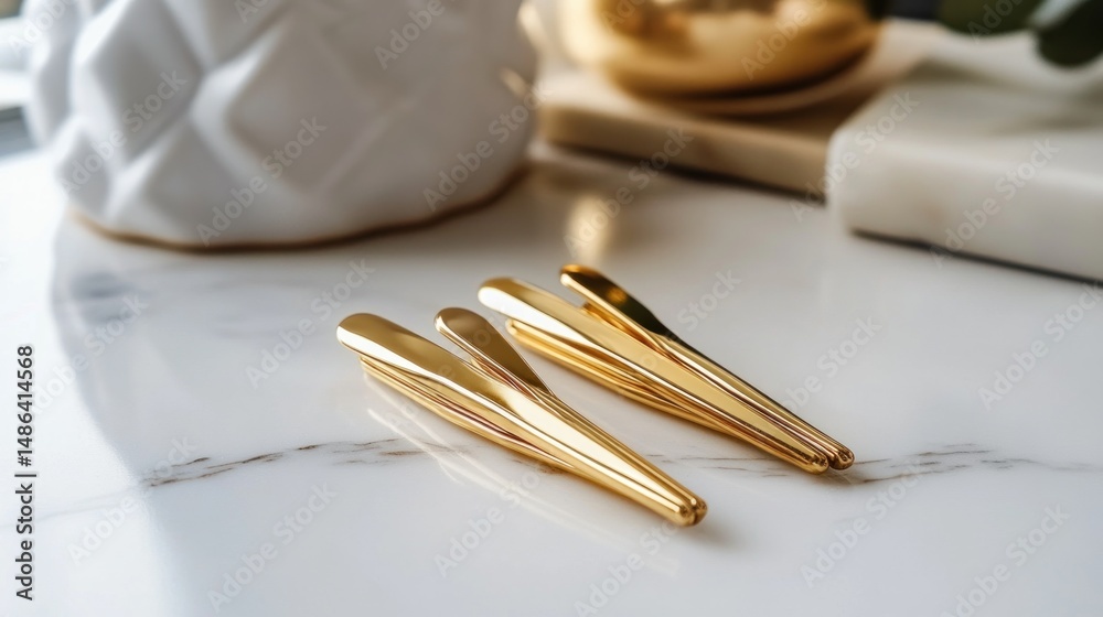 Gold hair clips elegant shiny accessories beauty fashion styling minimal design Gold hair clips elegant shiny accessories beauty fashion styling minimal design