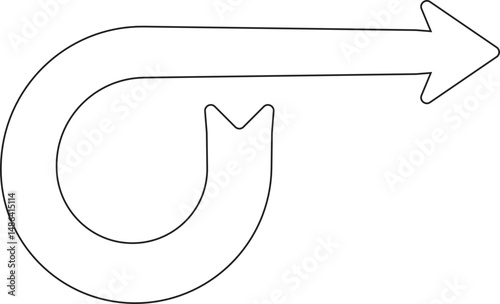 Curve arrow contour line straight circular
