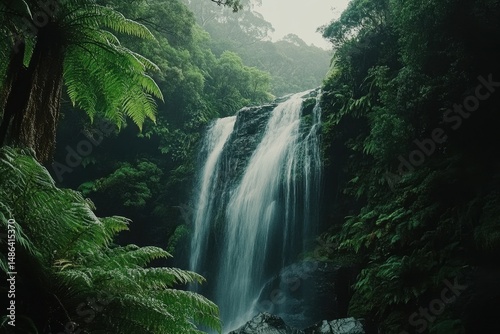 Majestic waterfall cascading through the lush rainforest of Otway in Australia, Australia nature Waterfall in rainforest of Otway park