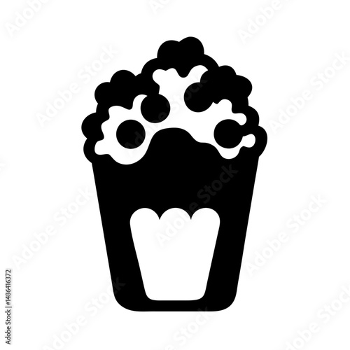 Popcorn bucket icon vector illustration for movie night snack food and cinema snack time design