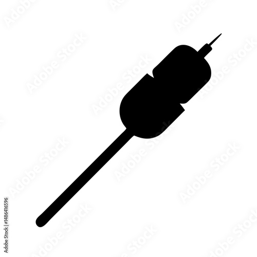 Vector graphic of a marshmallow on a stick, camping treat, grilling snack, campfire dessert icon