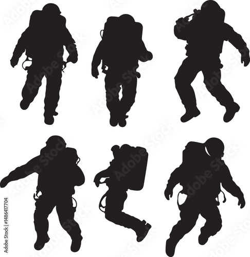 Astronaut Silhouettes Vector Illustration Space Exploration Graphic Art