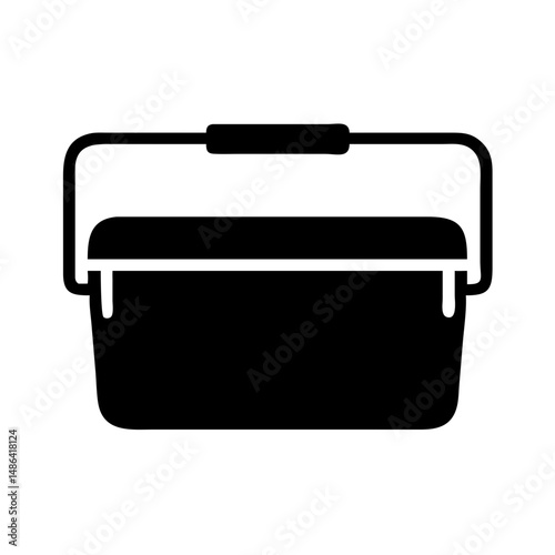 Illustration of black cooler box portable ice chest for camping picnic and outdoor activities equipment 90