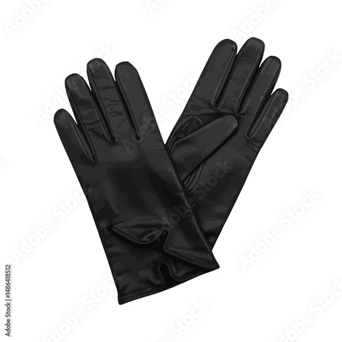 "Black Leather Gloves Pair – Elegant Fashion Accessory on White Background"