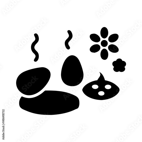 Spa stones aromatherapy and flower vector illustration for relaxation and wellness design use 90